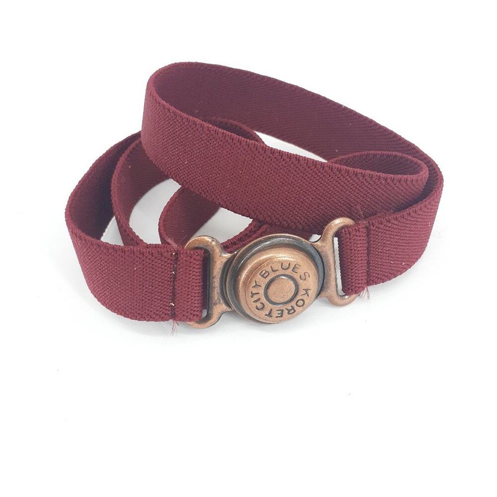 Koret City Blues Red Burgundy Cinch Stretched Skinny Belt One Size Magnet Lock - Picture 2 of 10
